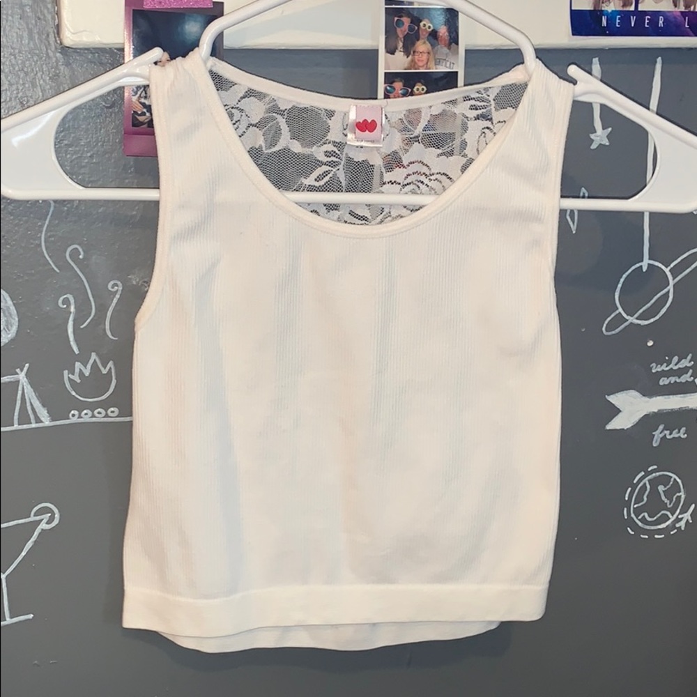 White crop top with floral see through design